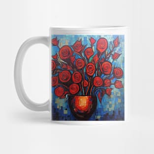 Red Roses Bouquet Mosaic Mug